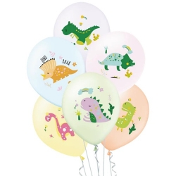 Balony pastelowe urodziny dino dinozaur 6x